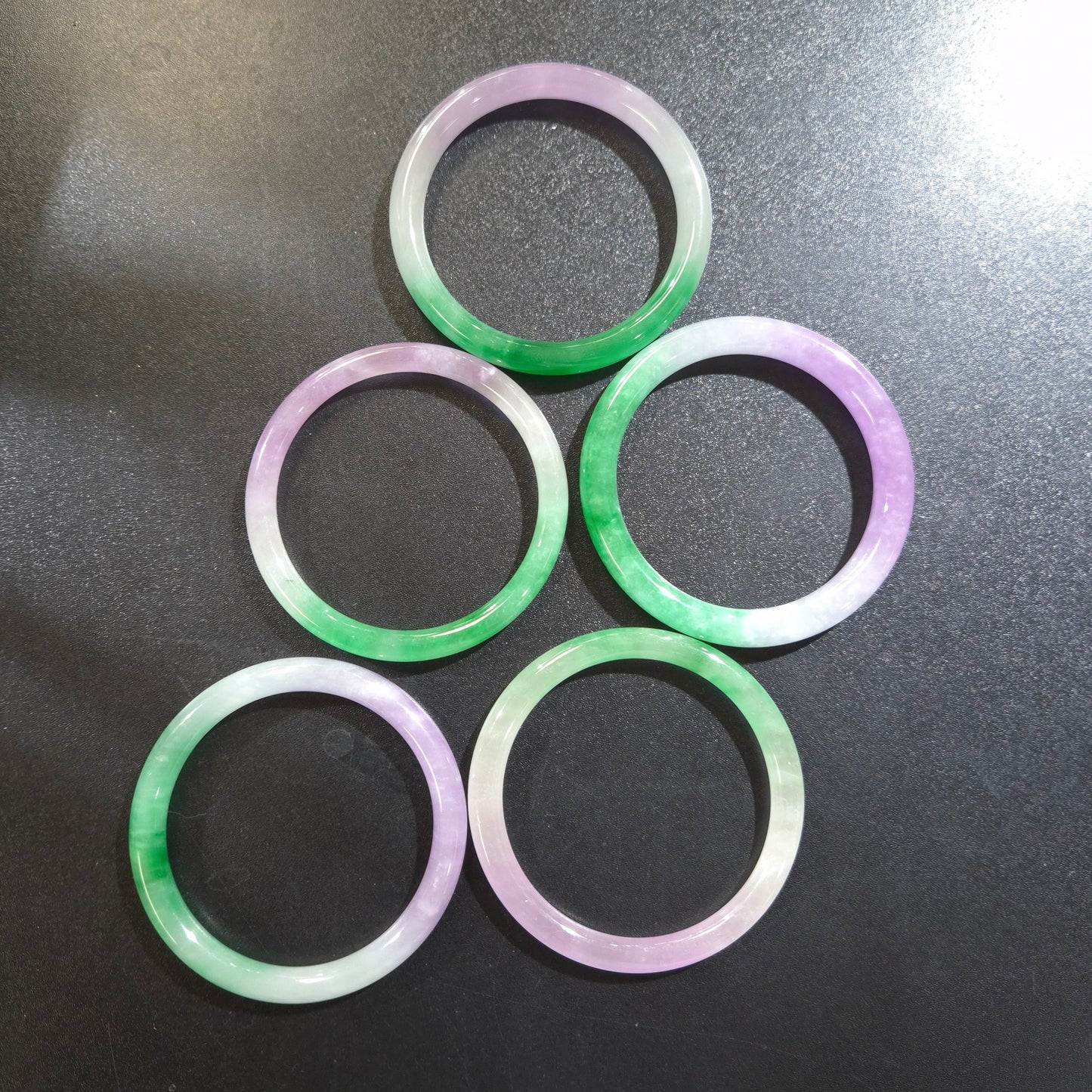 Narrow Tri Tone Round Jade Bangles