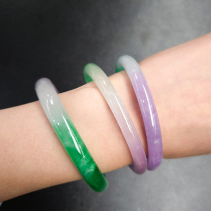 Narrow Tri Tone Round Jade Bangles