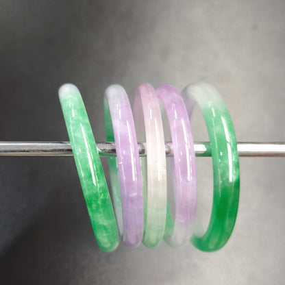 Narrow Tri Tone Round Jade Bangles