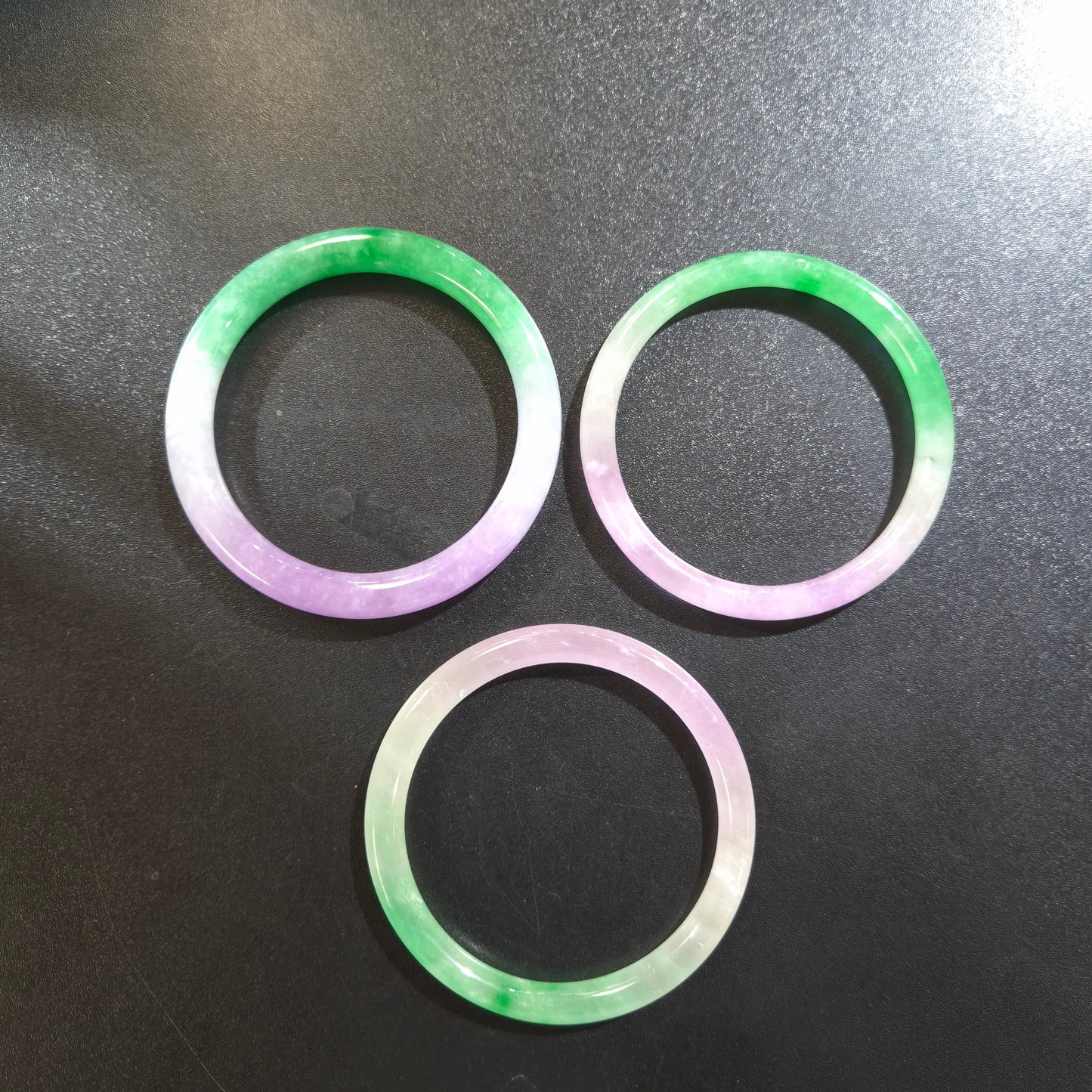 Narrow Tri Tone Round Jade Bangles