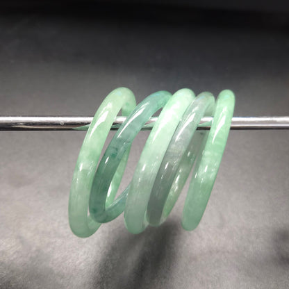 Narrow Pale Green Round Jade Bangles