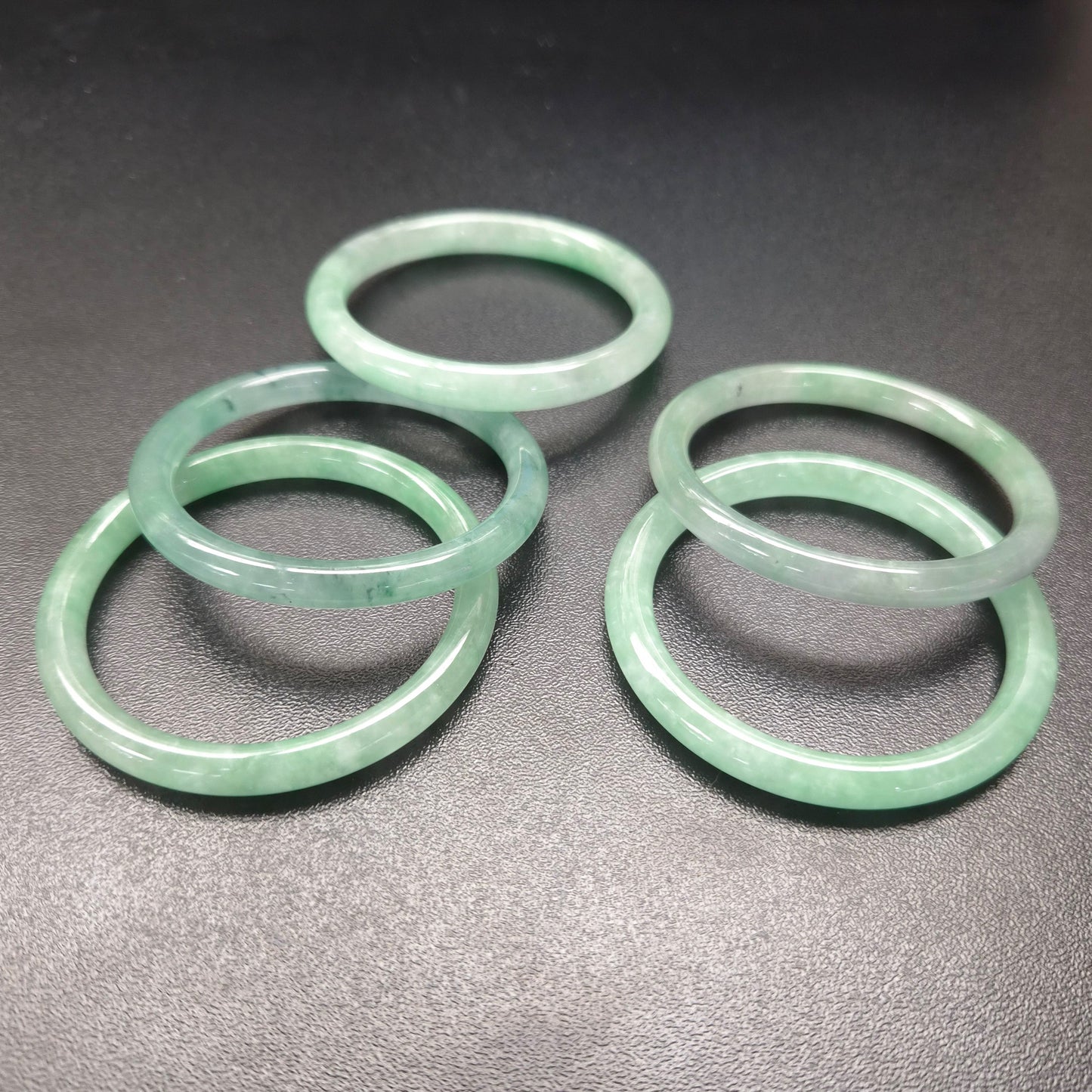 Narrow Pale Green Round Jade Bangles