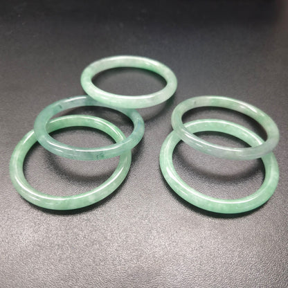 Narrow Pale Green Round Jade Bangles