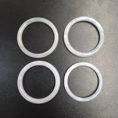Narrow White Grey Round Jade Bangles