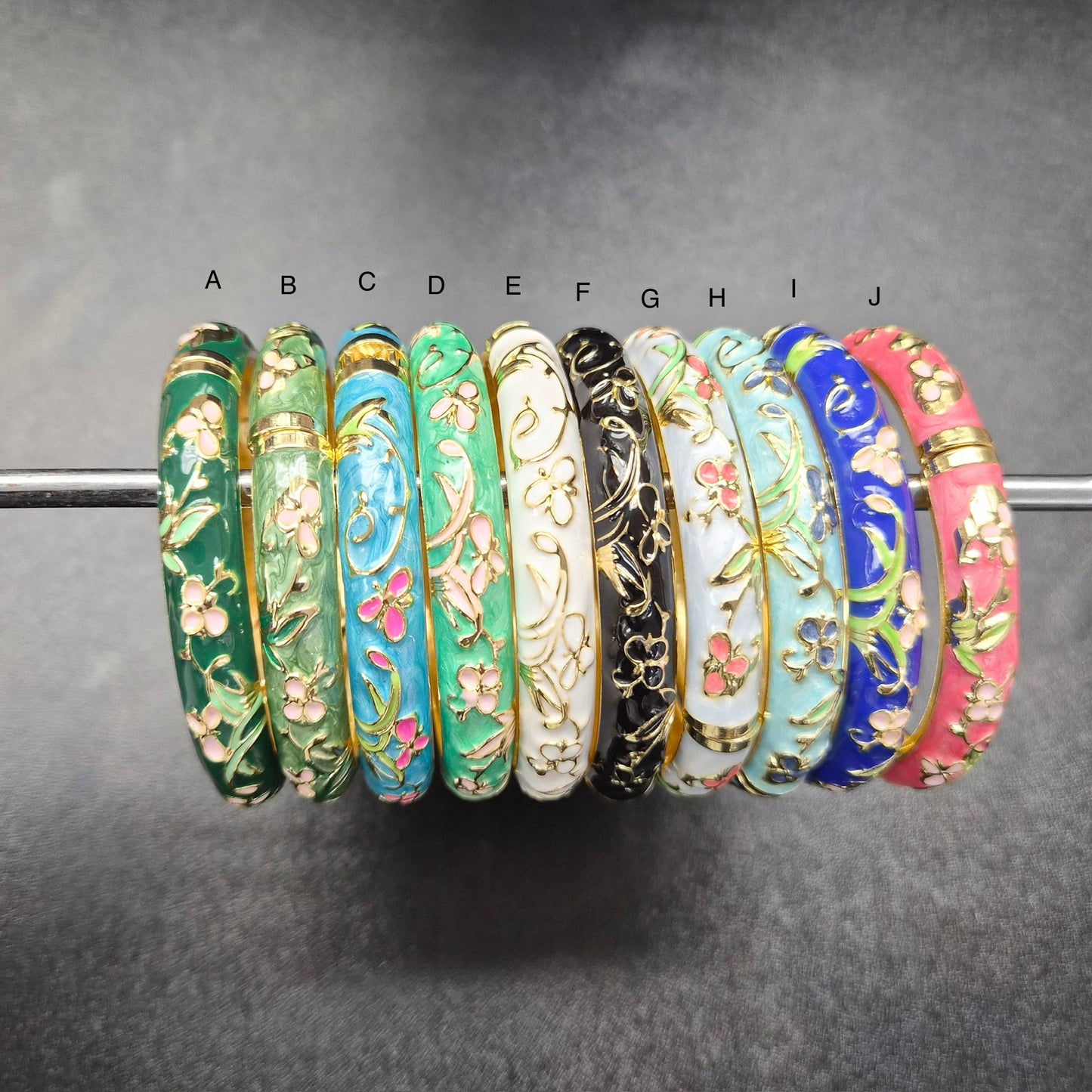 10 mm Floral Motif Enamel Bangle