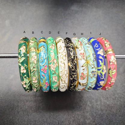 10 mm Floral Motif Enamel Bangle