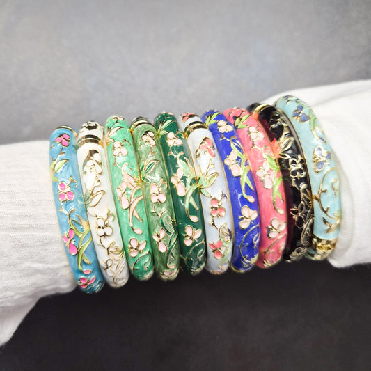 10 mm Floral Motif Enamel Bangle