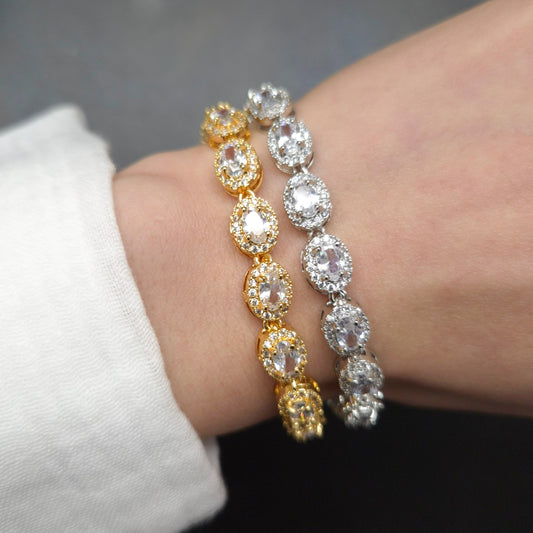Halo Style Bedazzled Tennis Bracelet