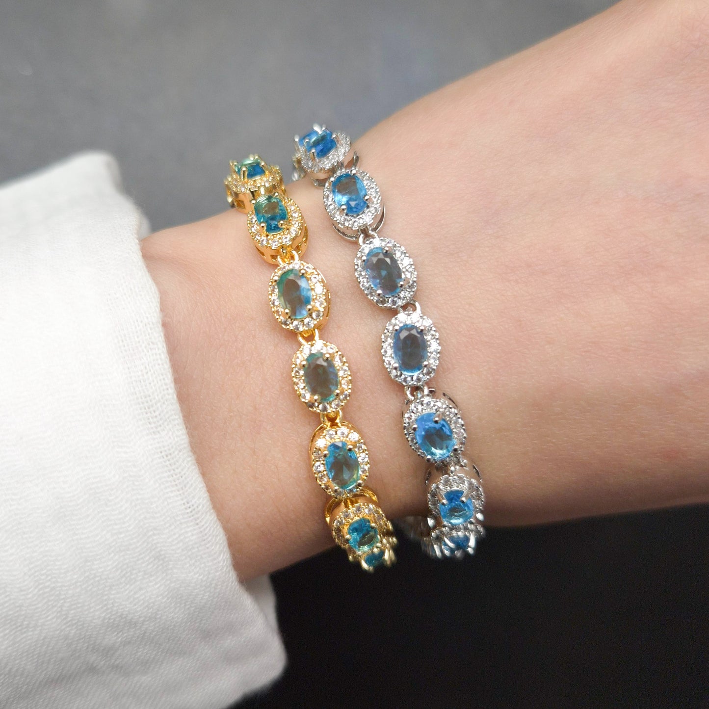 Halo Style Bedazzled Tennis Bracelet