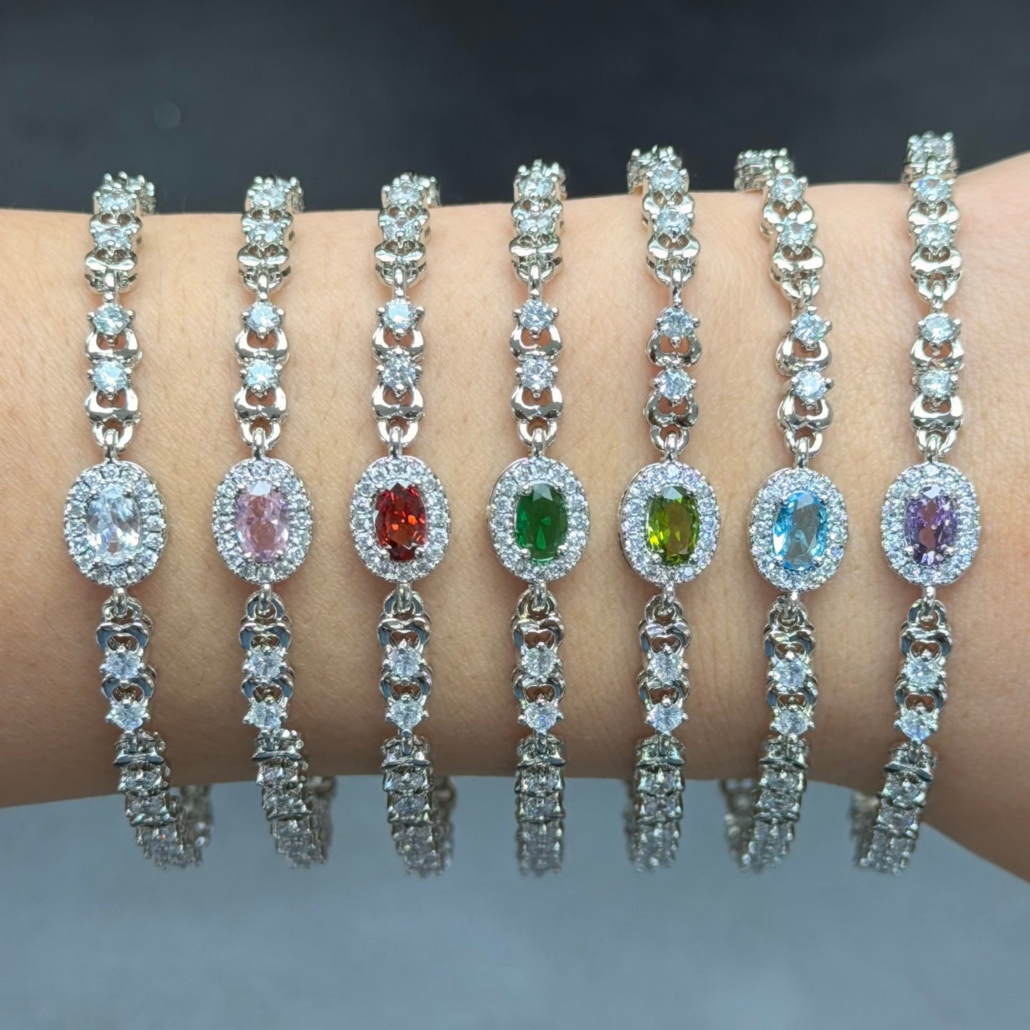 Crystal Oval Gem Bracelet