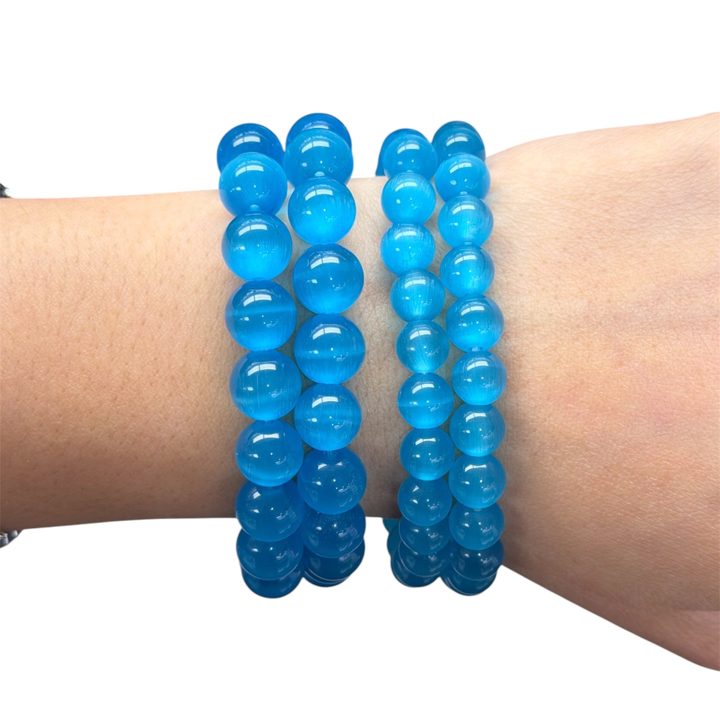 Blue Cat Eye Beaded Bracelet