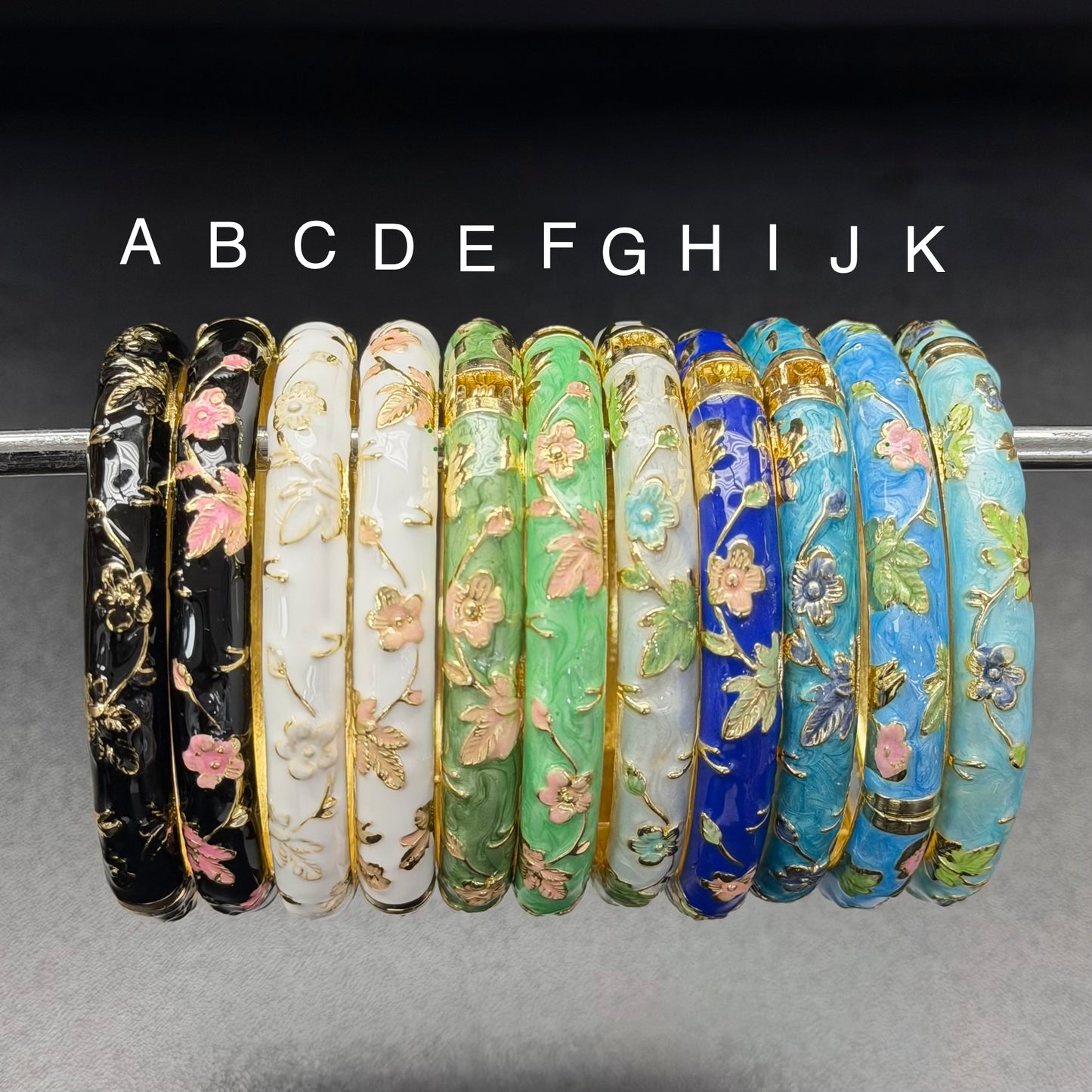 7 mm Flower Enamel Hand-painted Bangle