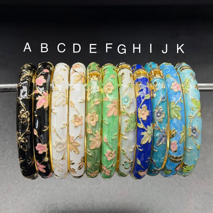 7 mm Flower Enamel Hand-painted Bangle