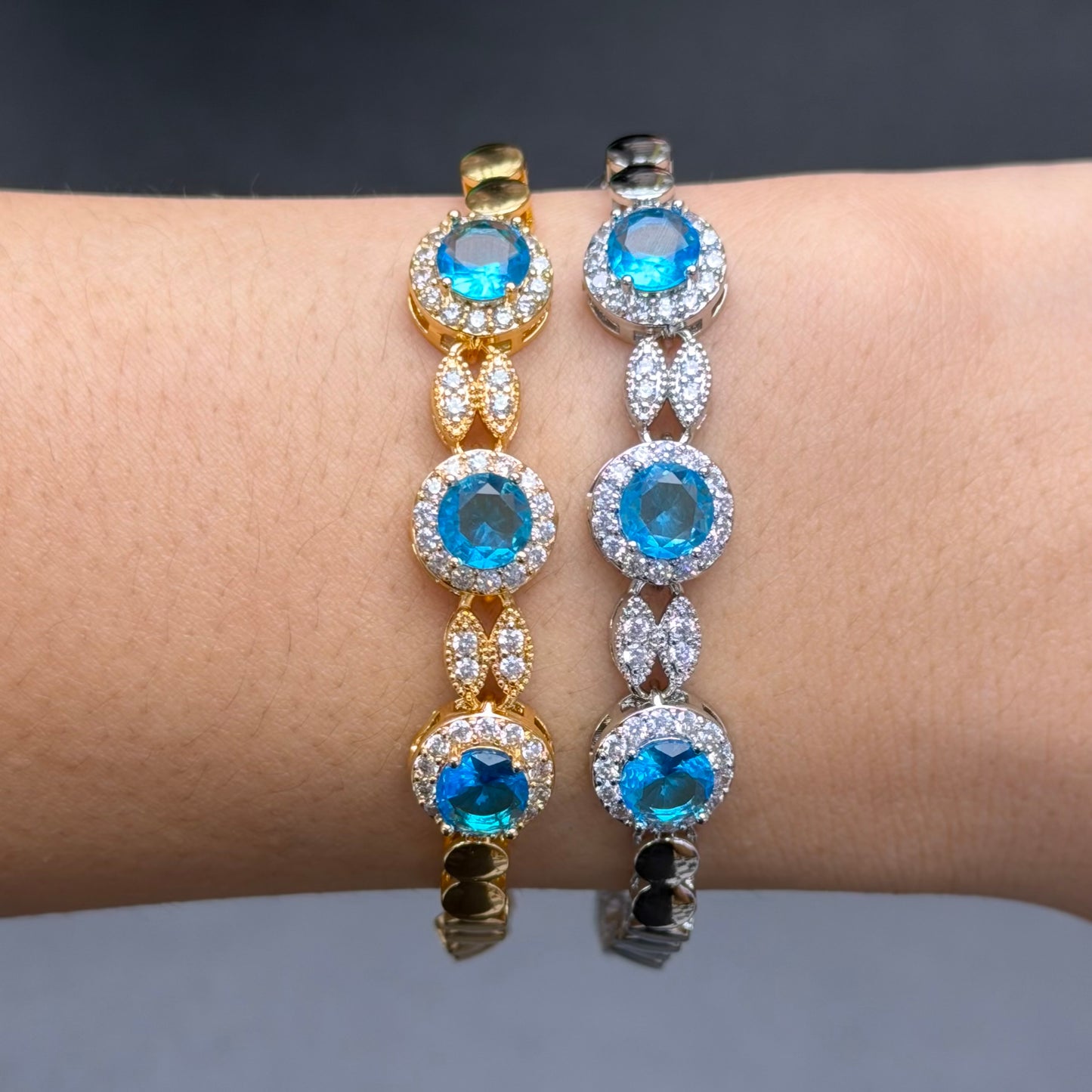 Round Halo Crystal Bracelet