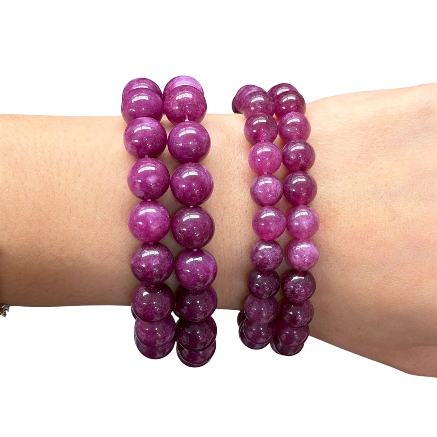 Violet Raspberry Jade Beaded Bracelet