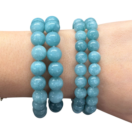 Blue Chalcedony Jade Beaded Bracelet