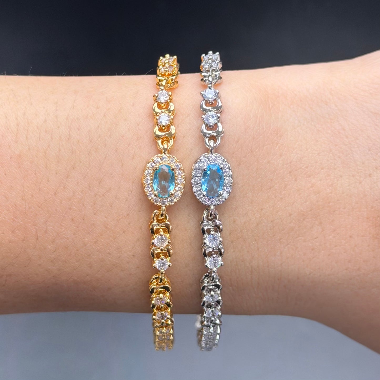 Crystal Oval Gem Bracelet