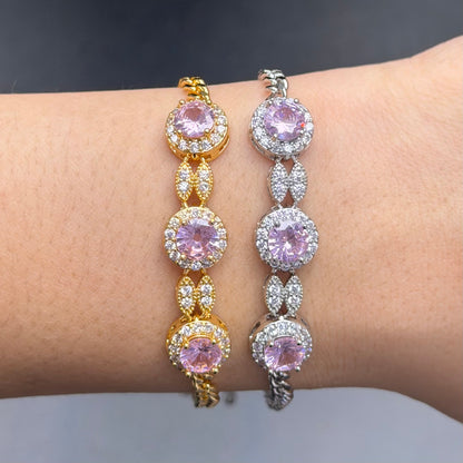 Round Halo Adjustable Bracelet