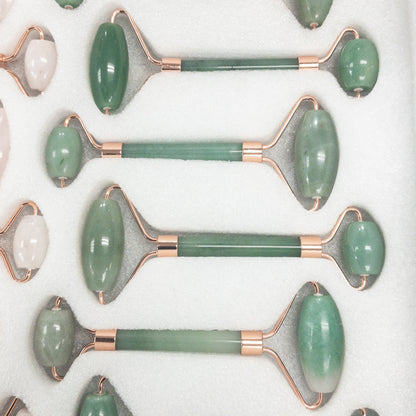 Natural Jade and Rosequartz Stone Roller