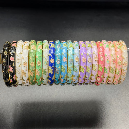 7 mm Flower Enamel Hand-painted Bangle