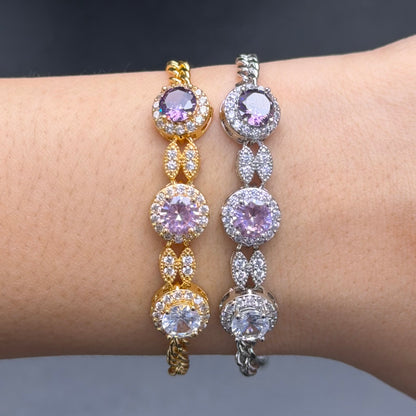 Round Halo Adjustable Bracelet