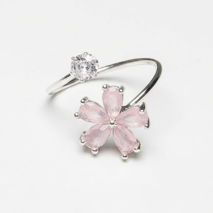 Crystal Flower Adjustable Ring