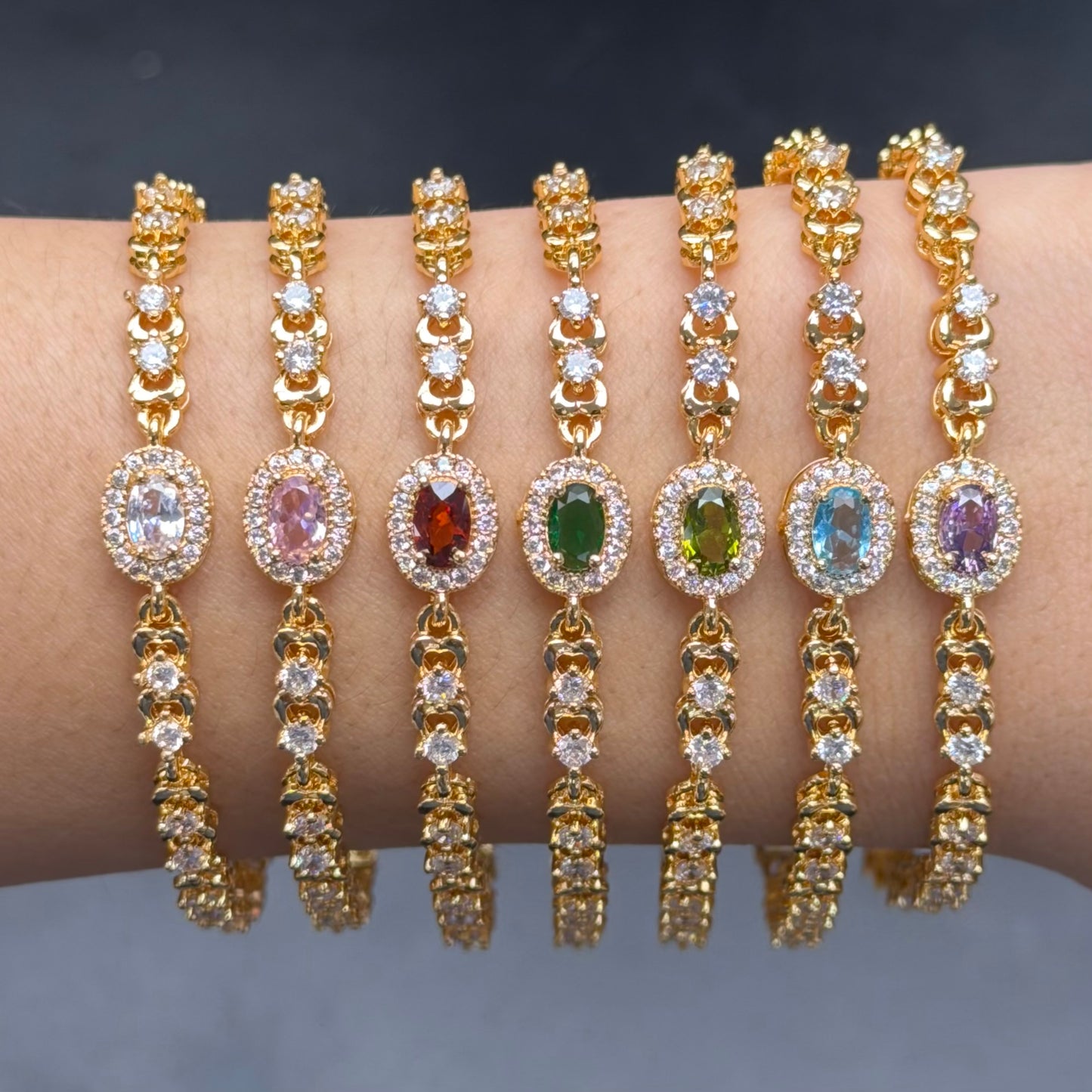 Crystal Oval Gem Bracelet