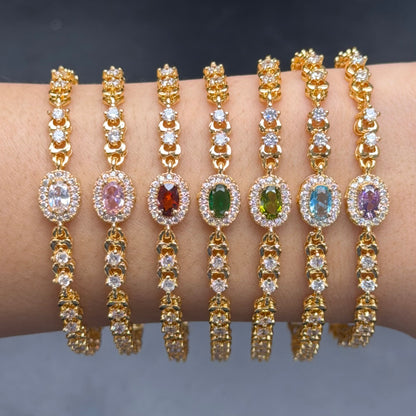 Crystal Oval Gem Bracelet