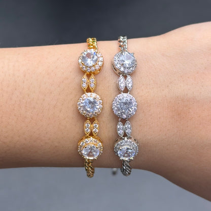 Round Halo Adjustable Bracelet