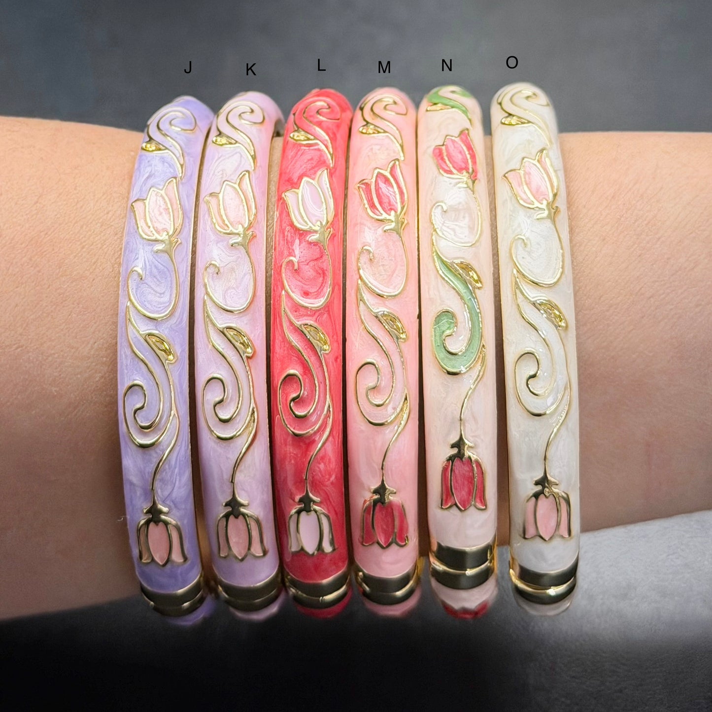 7 mm Tulip Flower Enamel Bangle