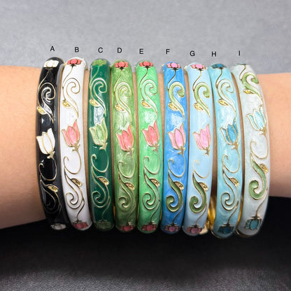7 mm Tulip Flower Enamel Bangle