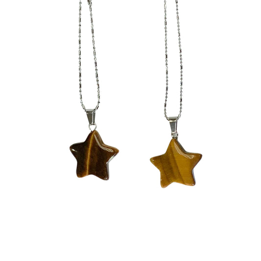 Brown Tigers Eye Star Crystal Necklace