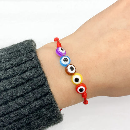 Evil Eye Red String Adjustable Bracelet