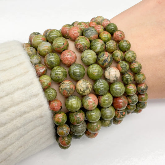 Unakite Gemstone Beaded Bracelet