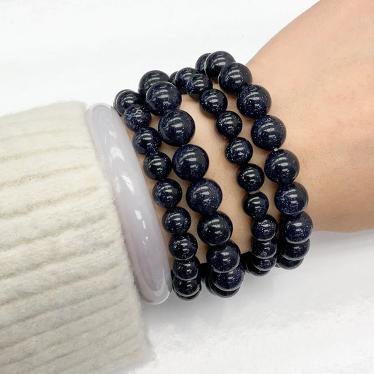 Purple Goldstone Beaded Gemstone Bracelet