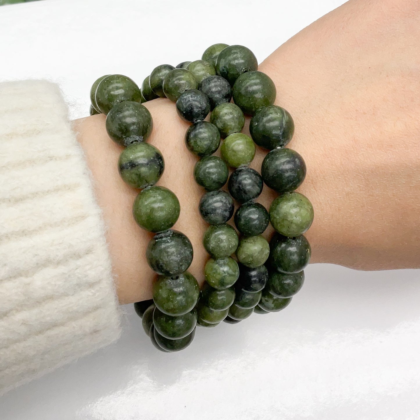 Green Taiwanese Jade Beaded Bracelet