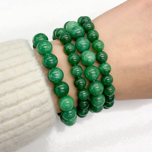 Vibrant Green Jade Beaded Bracelet