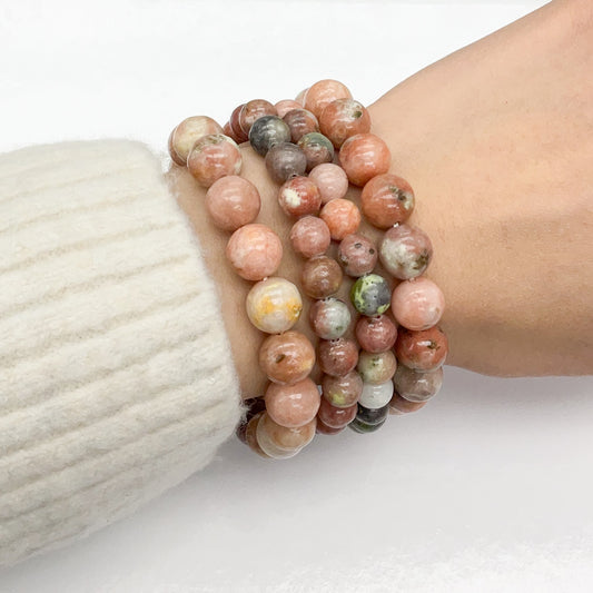 Plum Blossom Jasper Beaded Bracelet