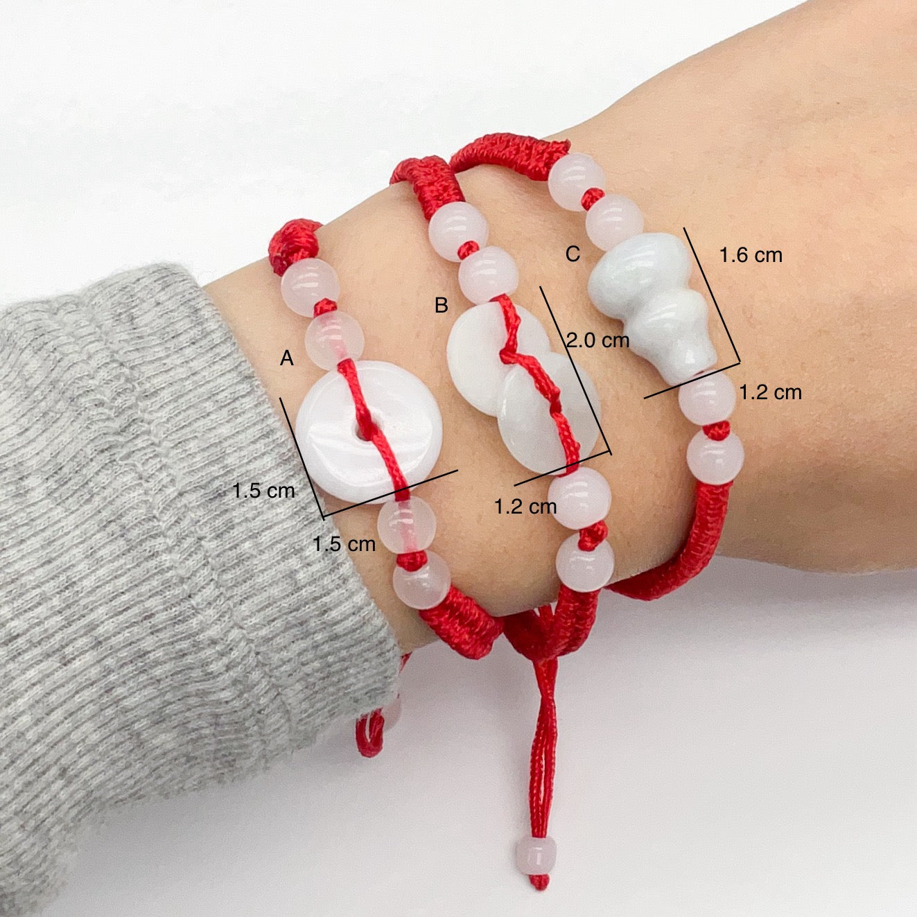 Red String White Jade Adjustable Bracelet for Good Luck