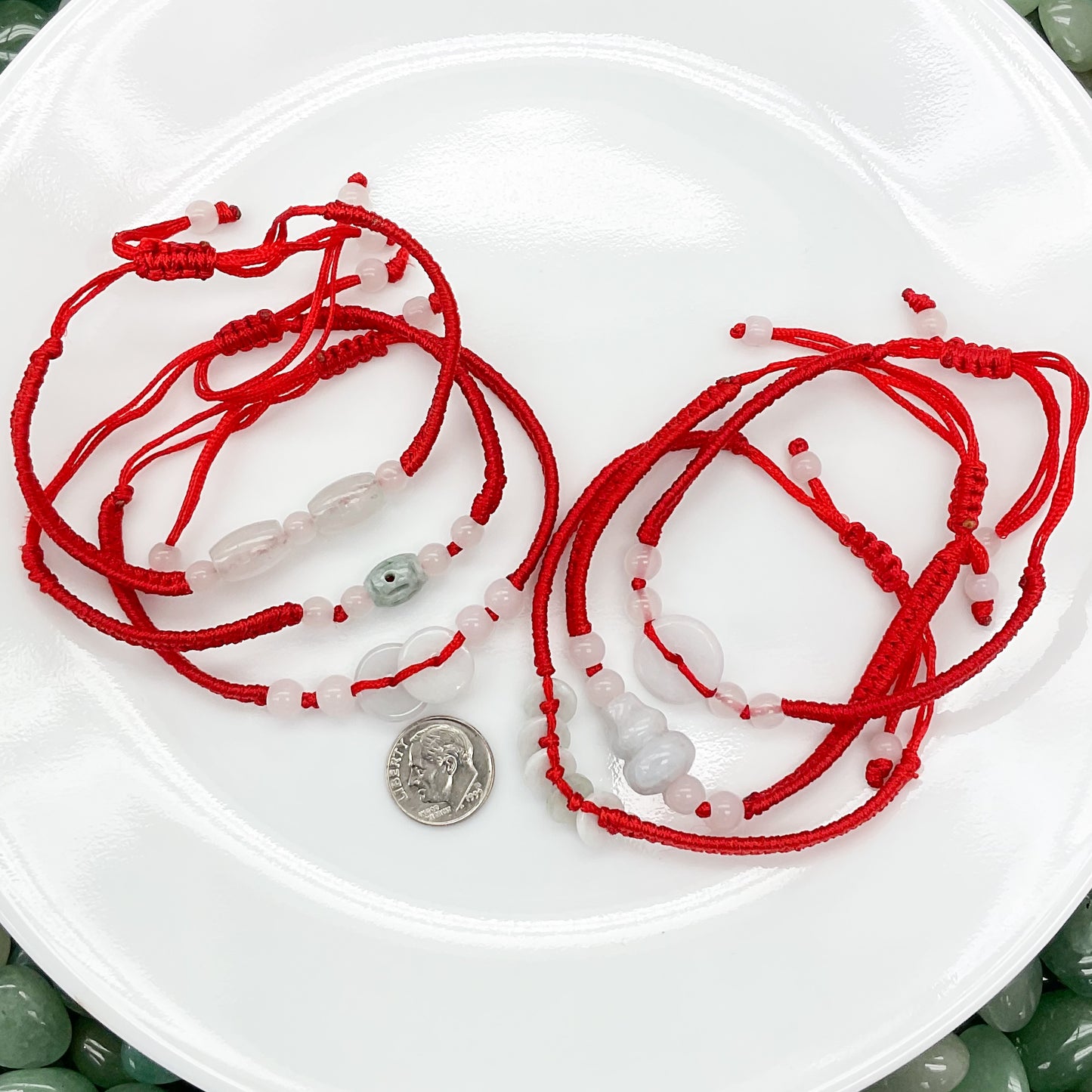 Red String White Jade Adjustable Bracelet for Good Luck