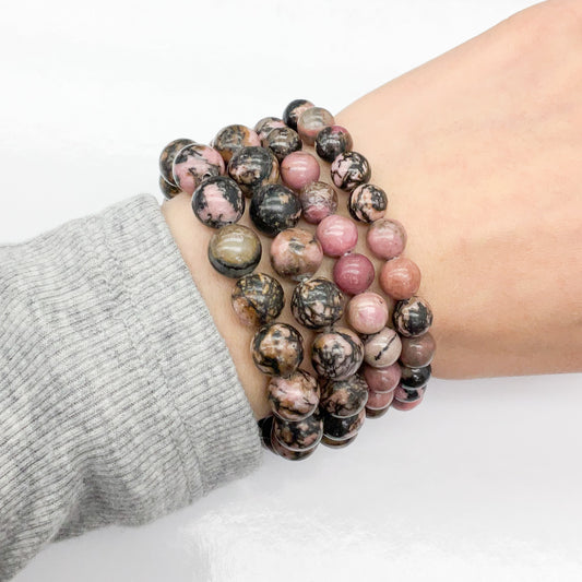 Rhodonite Beaded Gemstone Bracelet