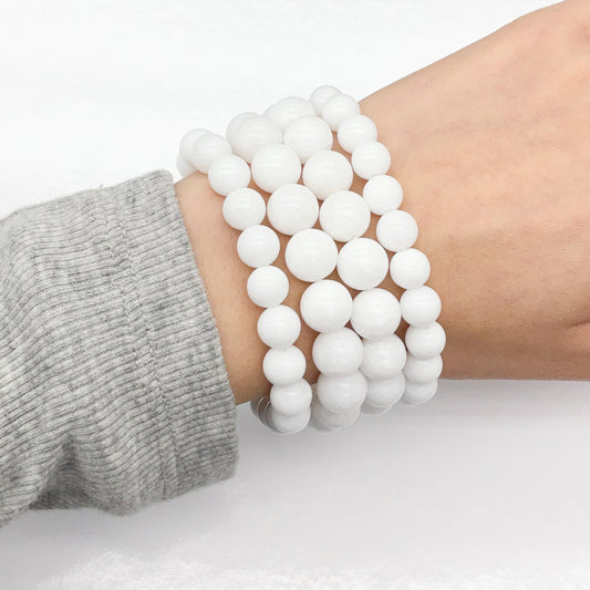 White Mountain Jade Beaded Gemstone Bracelet