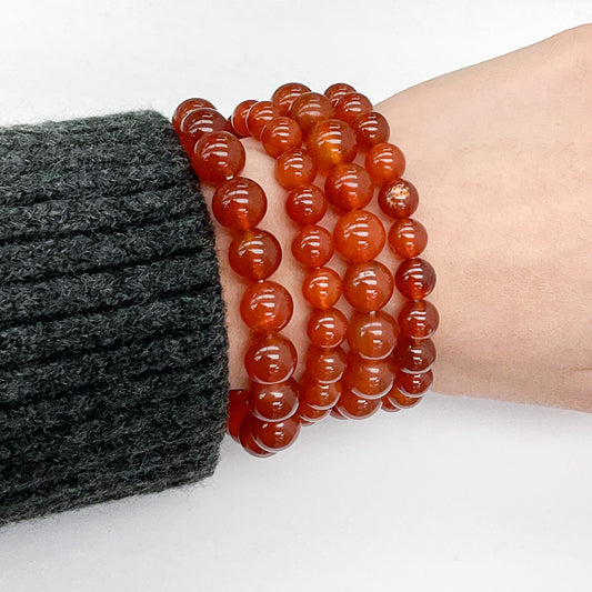 Red Carnelian Beaded Gemstone Bracelet