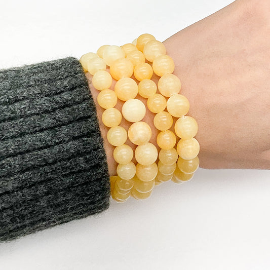 Honey Calcite Beaded Gemstone Bracelet