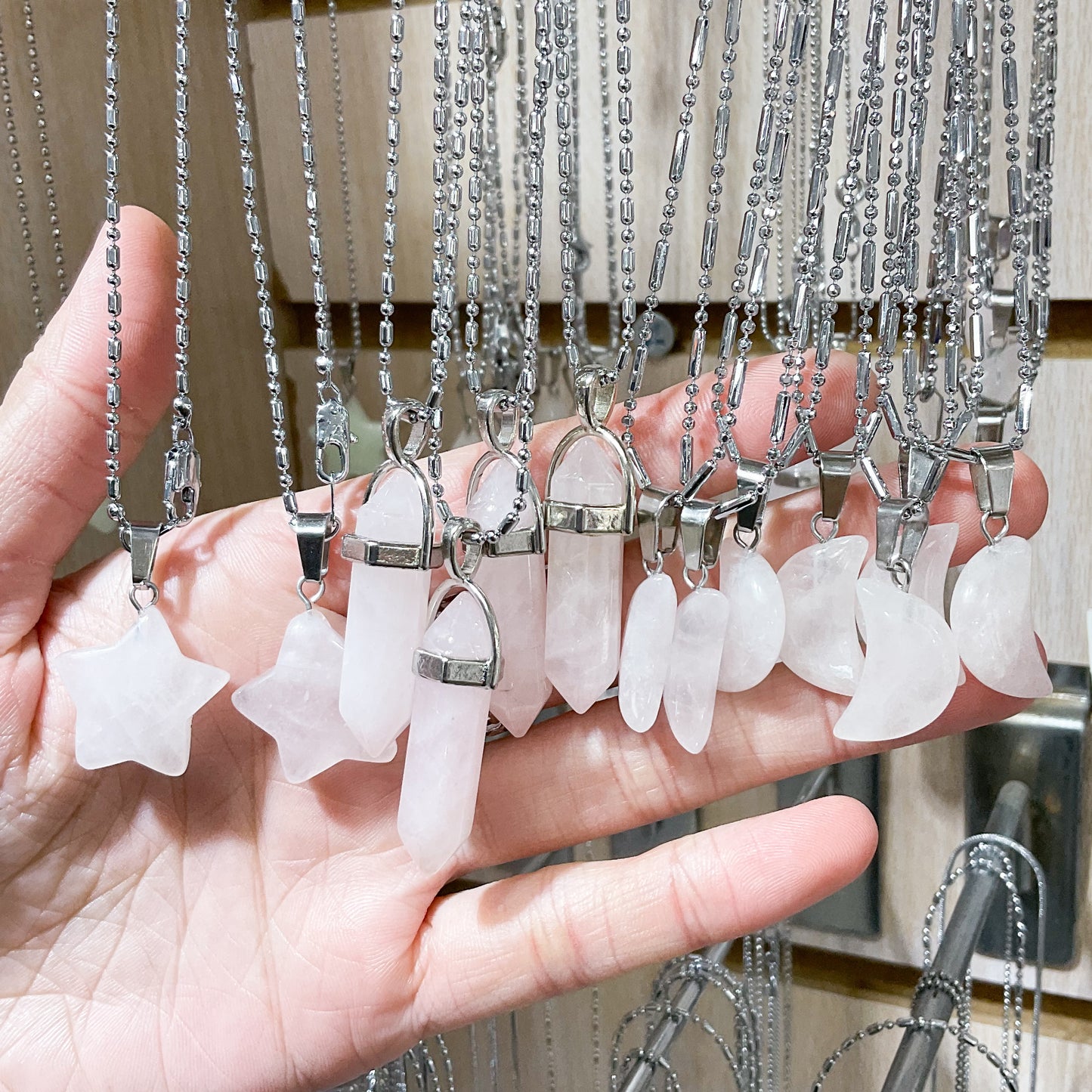 Rose Quartz Crystal Necklace