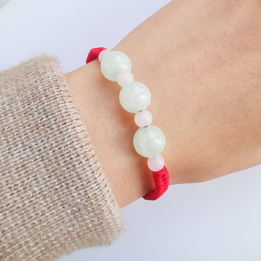 Round Jade Beads Red String Bracelet