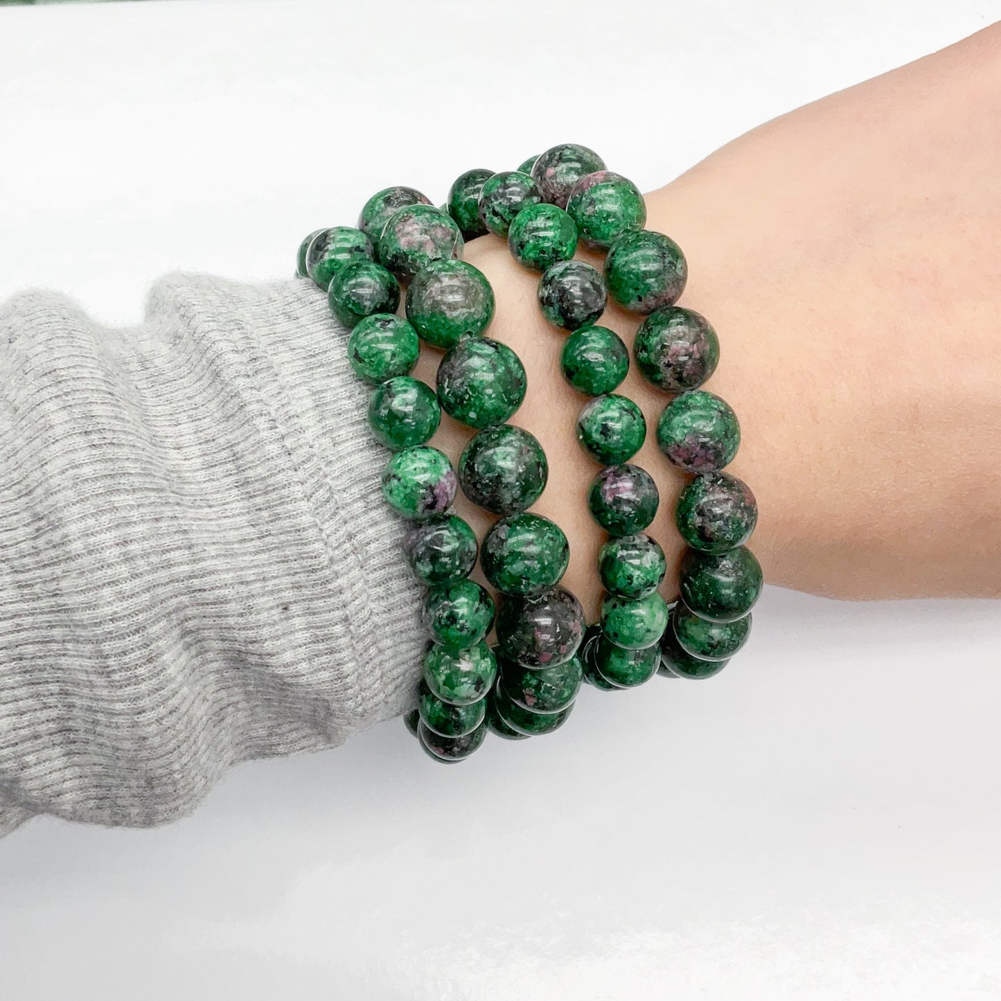 Ruby Zoisite Beaded Gemstone Bracelet