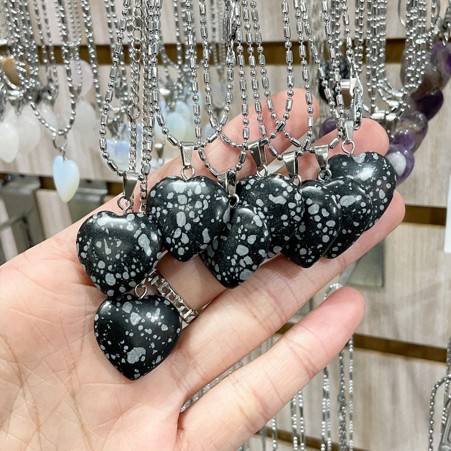 Snowflake Obsidian Crystal Necklace