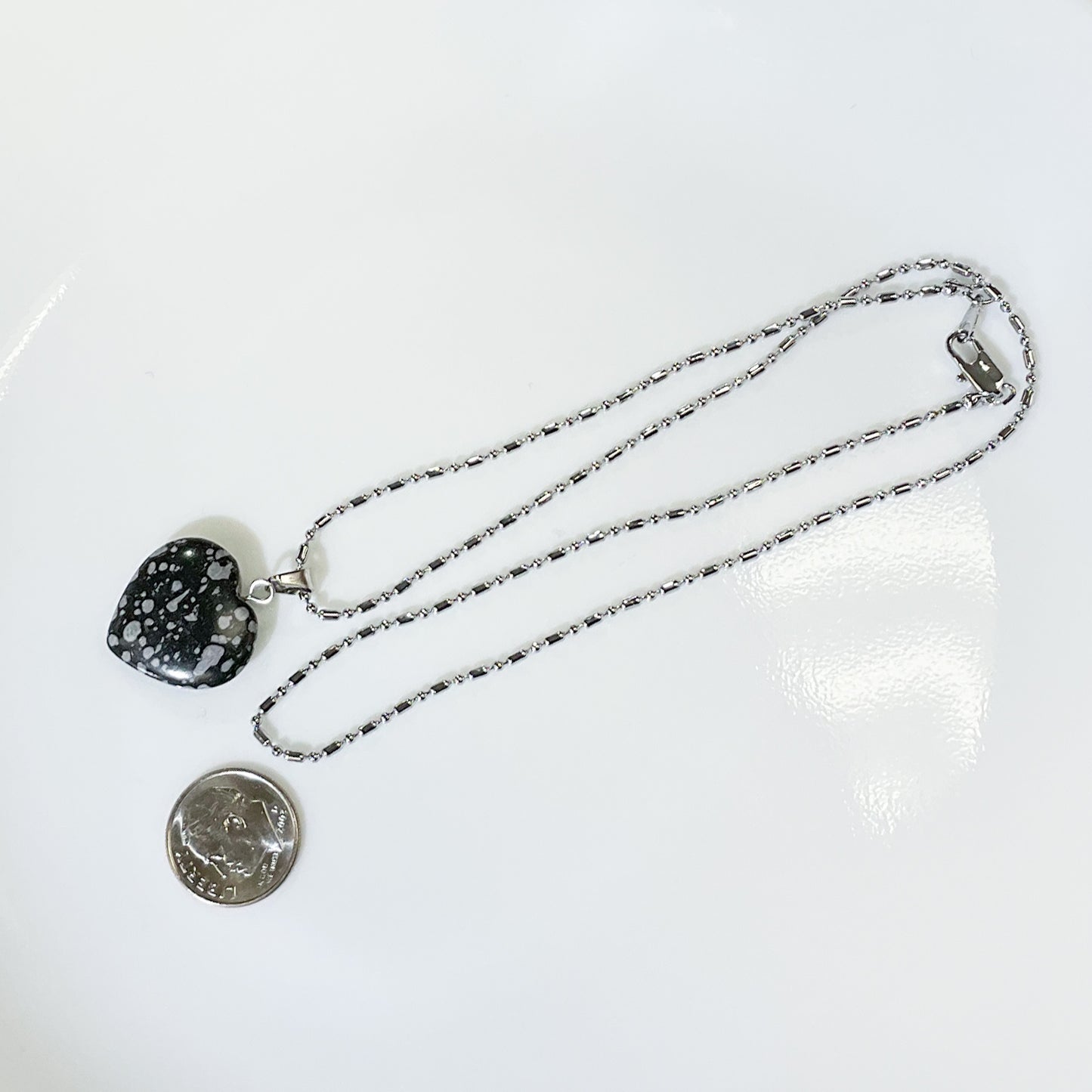 Snowflake Obsidian Crystal Necklace