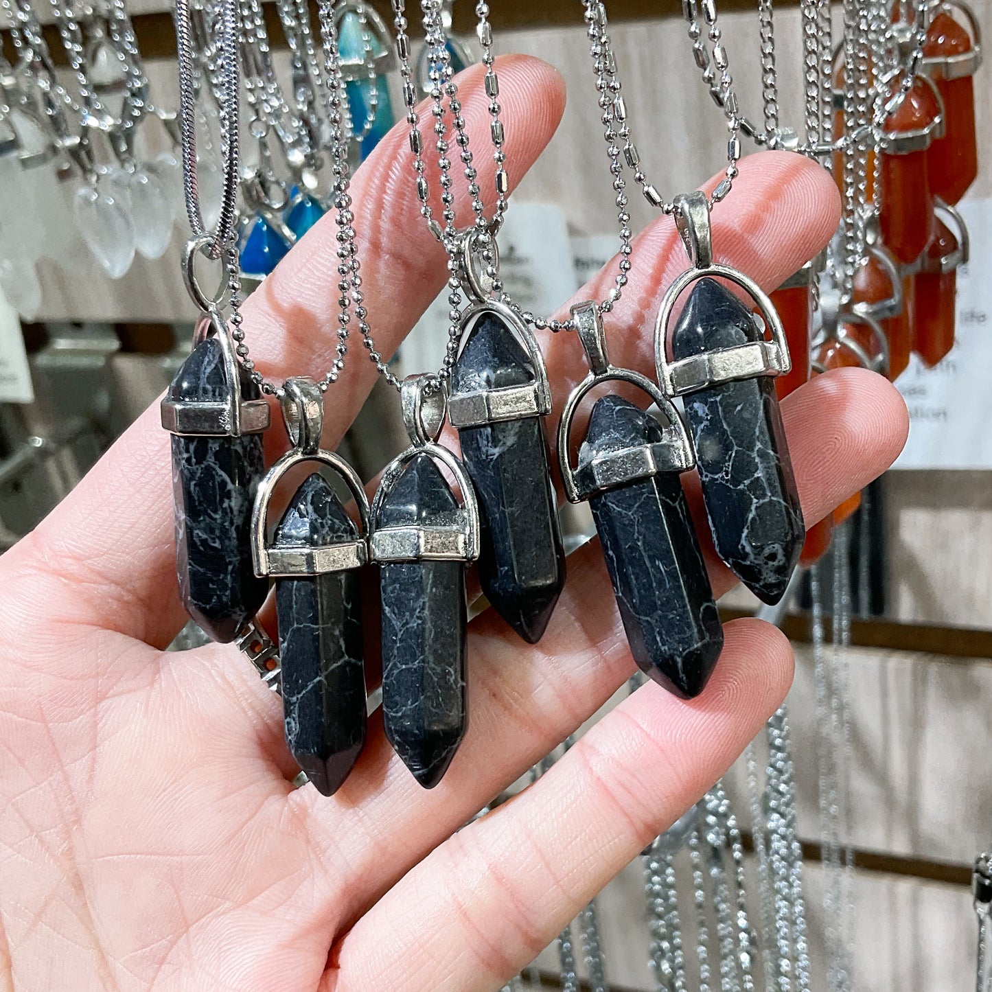 Black Howlite Crystal Necklace